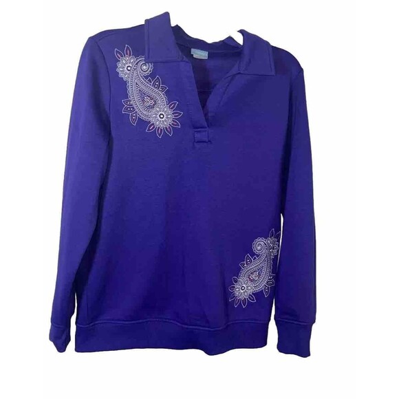 SA Comfort Corner Purple.  Sweatshirt V-neck Long Sleeves Cotton/Polyester - Picture 1 of 6